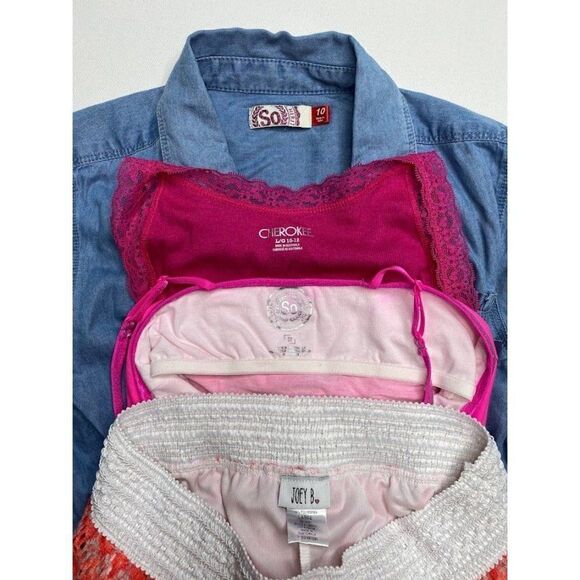 Girls Lot Bundle of Shirts Skirt Sz 10 12 So Cherokee‎ Joey B Pink Chambray - Picture 5 of 7